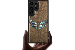 Carveit Funda con Compatible Galaxy S23 Ultra Accesorios Carcasa Grabado en Madera e incrustación de mejillones para Samsung S23 Ultra Carcasa estético (Nogal-Headmat of Death)