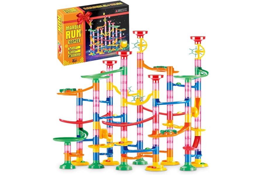 E-SMARTER Marble Run 133p, Marble Rush with Exquisite Packaging, Construction Building Blocks Toys, Educational Building Block Toy for Kids Age 3+