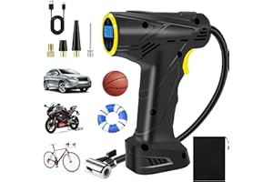 HUIYOPU Compressore Aria Portatile, Compressore Gomme Auto 12V-6000 mAh, Gonfiatore Elettrico per Auto, Moto, Biciclette, Pompa per Bicicletta con Arresto Automatico, con Luci LED, Display Digitale LCD