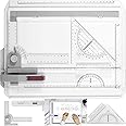 eSynic A4 Drawing Board Set A4 Multifunction Drafting Table Adjustable Measuring System Angle Parallel Motion Drawing Board with Protractor, Paper Locator, Sliding Ruler, Anti Slip Support Leg