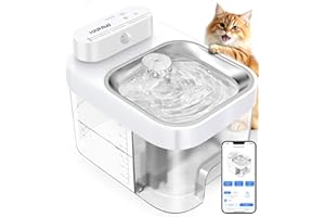 HAPAW Cat Fountain with App Monitoring, 3 L Fresh & 1.35 L Waste Water System, Drinking Fountain for Cats, Filterless Automatic Water Dispenser with 5000 mAh