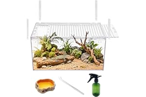 REPTILE GROWTH 【No Assembly】Reptile Mini Tank Enclosure with Magnetic Button.12" x 8" x 6" Snake Enclosure Cage,Batch Stackable Reptile Breeding Tank for Insect,Fish,Tarantula,Hermit crab,spider,Bearded dragon
