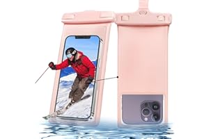 Lucrave wasserdichte Handyhülle Handytaschen, IPX8 Unterwasser Wasserfeste Hülle Bag bis 8 Zoll, Waterproof Phone Case Kompatibel mit iPhone 15 14 13 12 11 Pro Max Samsung S22 S23, Roségold