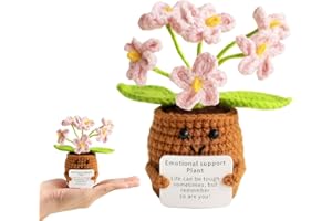 iewrtcin Emotional Support Crochet Thank You Gift,Pink Crochet Flower Pot Plant,Handmade Crochet Emotional Support Plant Suitable for Gifts for Boys and Girls,Thank You Teacher Gifts