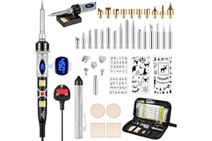 SREMTCH Pyrography Pen Kit 43Pcs,Wood Burning Kit 80W with Adjustable Temperature 200~450℃,Pyrography Wood Burning Tool Set DIY for Embossing/Carving/Soldering/Pyrography