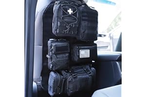BXBXHD Universeller taktischer Organizer für Autositzrückseite, taktischer MOLLE-Fahrzeug-Organizer, Panel, Fahrzeugschutz, Organizer mit 5 abnehmbaren Taschen für Auto, LKW, Ford, Jeep (Modell B, Schwarz)
