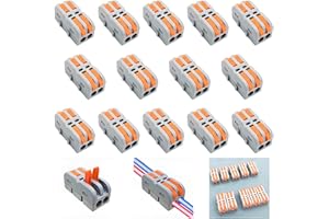 Verbindungsklemmen, CESFONJER Mini Anschlussblöcke, SPL-2M Schnellanschlussklemme Kabelverbinder, mit Betätigungshebel Können Frei Kombiniert Werden (14 Stück)