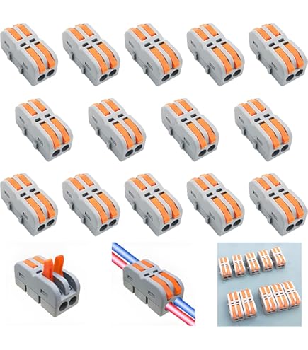 Xpieoyrm Connettori Elettrici Con Leva Di Comando, 50 Pezzi Terminali A Collegamento Rapido,Terminali A 2/3/5 Vie, Connettori Per Cavi, Connettore Rapidi Compatti Combinazione Libera - Foto 9