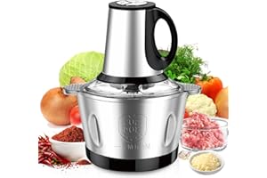 SINZUX 600W Elektrischer Mini-Lebensmittelzerhacker, 2L Edelstahlschüssel, Elektrischer Lebensmittelprozessor mit 3 Geschwindigkeitsstufen für Küchenkochen, Babynahrung, Tierische Nahrungsergänzungsmittel