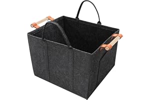 TENDAK Holzkorb für Kaminholz, Kaminholzkorb Brennholzkorb aus Umweltfreundlich Extradickem Filz, Kaminholzkorb für Feuer Kamin Brennholz, Groß Feuerholzkorb für Holz, Zeitung oder Brennholz