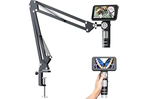 LINKMICRO LM115A Digital Microscope Handheld with Flex Arm Stand, 5 inch Soldering Microscope Camera for Adults, Portable Coin Magnifier Full View Coins with 8 LED, PC View, 1080P Video