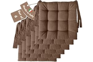 ‎IL TUO ARTIGIANO DESIGN Il Tuo Artigiano Design Set mit 4 oder 6 Sitzkissen für Küchenstühle, hergestellt in Italien, Set mit 6 Stück, 40 x 40 cm, Dicke 6 cm – Polsterung aus Schaumstoff und weichem Acryl (6, braun)