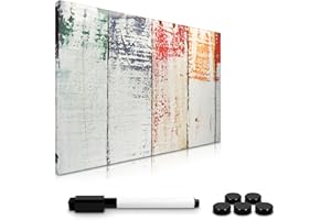 Navaris Tableau Magnétique 60x40 cm - Tableau Mémo Pense-Bête Mural Effaçable - 1x Marqueur 5x Aimant - Accroche Photo Note Cuisine Bureau Salon