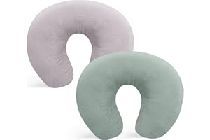 Winmany Confezione da 2 federe per cuscino in mussola di cotone morbido per allattamento al seno, per bambini e bambine, idea regalo per ragazzi e ragazze (verde e grigio)
