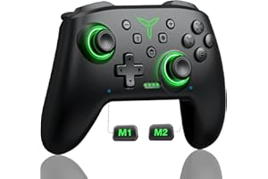 HELLCOOL Switch Controller, Wireless Controller Switch mit Präzise Bewegungssteuerung/Dual Vibration/Turbo/Macro/Aufweckenfunktion, Cooles LED Licht Switch Controller für Switch/Lite/OLED