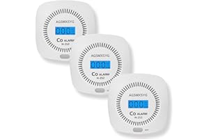 3 Packs Carbon Monoxide Detector - AGSMXSYG Carbon Monoxide Alarms Battery Powered with Digital Display, CO Detectors Alarms Monitor for Home,RV & Kitchen