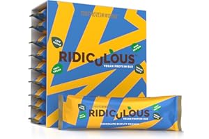 THE PROTEIN WORKS Barrita Proteica Vegana Ridiculous | 100% A Base de Plantas | Sin Aceite de Palma | 15g Proteína y Baja en Azúcar | Galleta Crujiente de Chocolate | Caja de 9