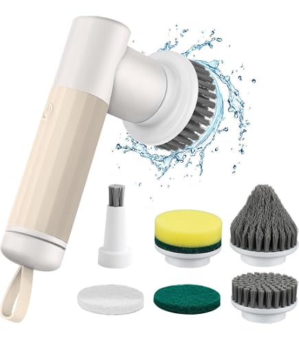 Spazzola Rotante Pulizia 4 In 1 – Elettrica Ricaricabile USB Con 4 Testine Per Bagno, Cucina, Auto E Pavimenti
