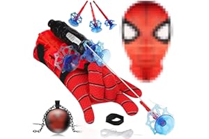 TKGEOUE Set di 2 Launcher Glove, Launcher Gloves e Maschera,Spiderm Launcher Glove,Guanti Launcher per Giochi, Spiderm Glove Launcher Set,Spiderm Web Launcher Toy