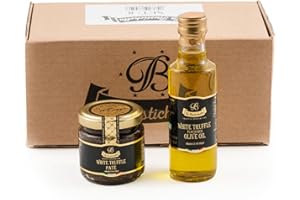 La Rustichella - Pâte de truffe blanche 90g & Huile de truffe blanche 100ml , Vegan , Sans Gluten , Sans cholestérol - Délices Italiens