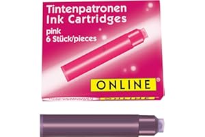 Online 6x Recharges d'encre pour stylos-plumes I compatible avec Pelikan, Stabilo, Schneider etc I encre rose I cartouches d'encre universelles pour stylos-plumes OR/17229