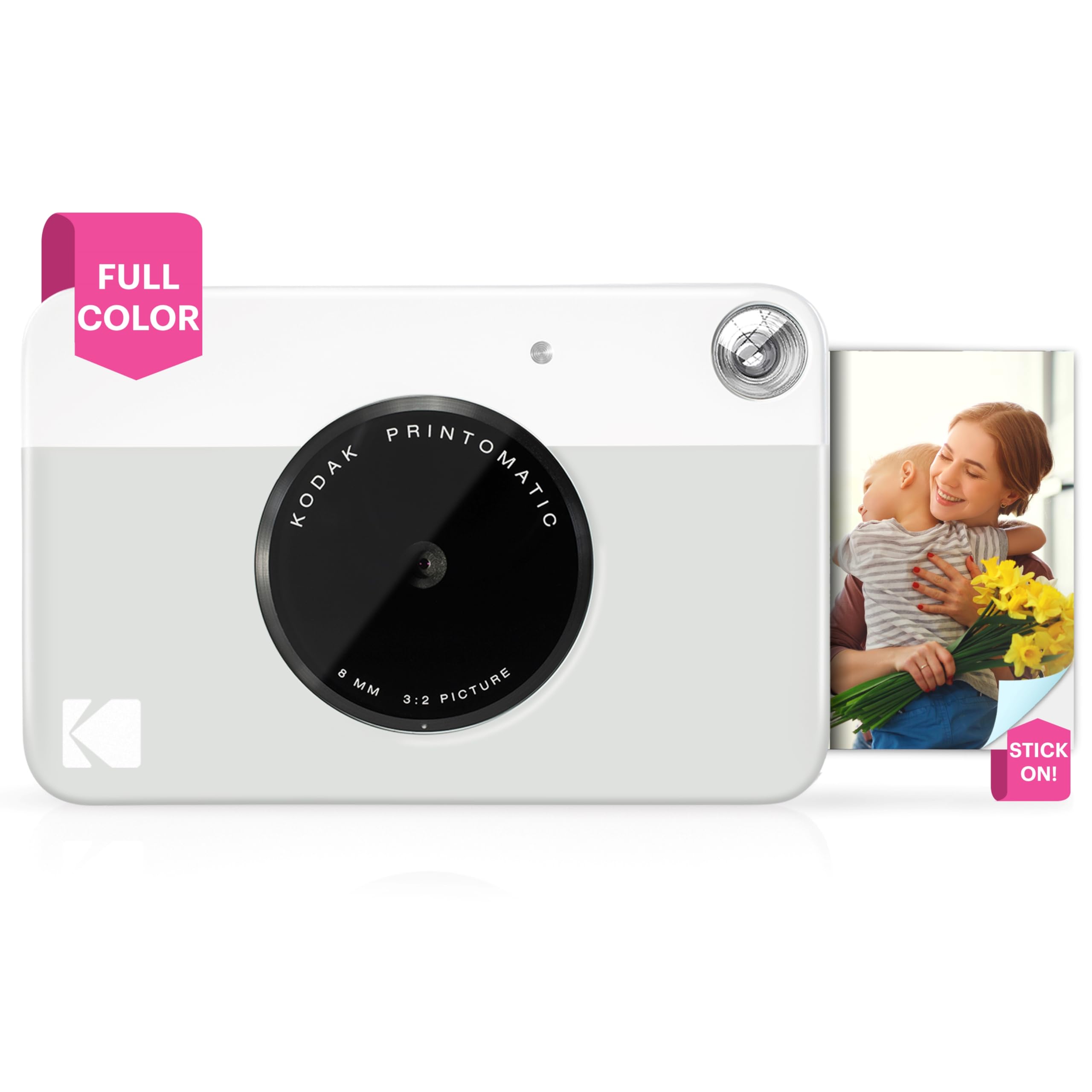 Kodak PRINTOMATIC Digital Instant Print Camera (Grey), Full Color Prints On Zink 2x3 Sticky-Backed Photo Paper - Print Memori