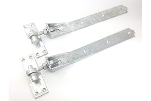 Wyre Direct Adjustable Gate Hinges - Heavy Duty Hinges Garden Gate Door - Gate Hinges for Wooden Gates, Wooden Gate Accessories, Door Hinges, Adjustable Garden Gate Hinges, Galvanised Pair 450mm 18"