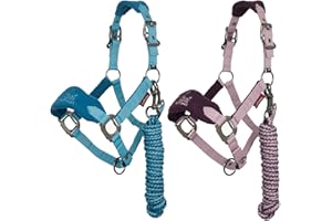 LeMieux Mini Vogue Headcollar & Leadrope for Ponies - Extra Padding, Adjustable at Curb and Poll Strap - Fig