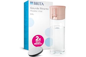 BRITA Gourde filtrante Vital Abricot (0,6 L) réduit Le Chlore, Les Particules Fines ≥ 15 µm, Certains pesticides, herbicides et Hormones. Préserve Les minéraux tels Que Le Calcium et Le magnésium