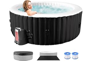 Obqer Hot Tub Aufblasbar für 4 Personen, 2400W In/Outdoor SPA Pool Winterfest Mit 120 LuftdüSen, Frostschutz, 799 Liter, Auslaufsichere, Energiesparend, Auto Aufblasen, Bubble Spa & Wellness Massage