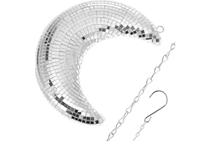 CIMAXIC Boule disco à paillettes fantaisie - Décoration murale - Pendentif de lune rétro - Décoration murale - Boule disco géométrique - Décoration d'intérieur - Verre ordinaire