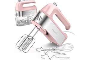 HaooAir 450W Elektrischer Handmixer, 5-Gang-Handmixer mit Messbecher-Aufbewahrungsbox, 5* Edelstahl-Zubehörteilen, Turbo-Funktion, Auswurftaste, Küchenmixer zum Backen und Kochen