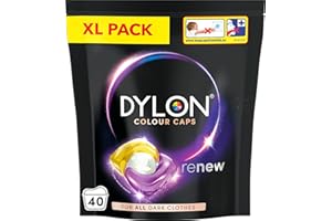Dylon Black & Dark Caps (40 Wash Loads), Dylon Black Caps for all Clothes, Dark Colour Washing Pods to Protect Darker Colours, renewing in every wash with optimal results in 10 washes