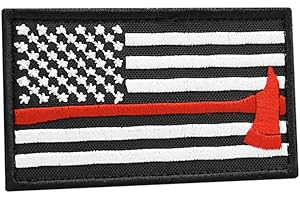 2AFTER1 Firefighter Axe America Flag Thin Red Line 2x3.25 US Morale Hook Cap Patch