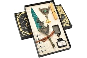 Hethrone Schreibfeder Dip Pen Natürliches Muster Feder Kalligraphie Ink Pen Set