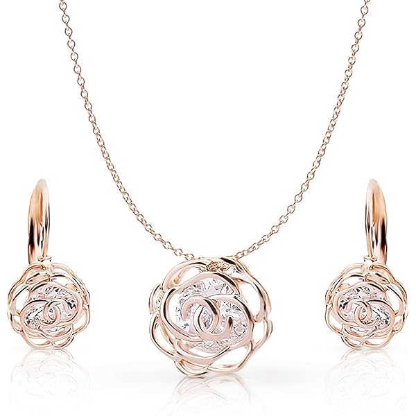 Jösva Zilveren sieradensets voor dames, 925 sterling zilver hart hanger ketting & kleine klaver oorknopjes en armband met 5A zirkonia, cadeau voor Valentijnsdag, Moederdag/Kerstmis