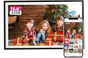Aorpdd 15.6 Inch WiFi Cloud Digital Photo Frame, 1920 * 1080 Resolution 16:10 HD IPS Touch Screen Display, 32GB Storage Space,Share Your Photos and Videos via Frameo App at Anytime and Anywhere