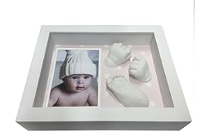 MOLDEARTEBABY UN RECUERDO INOLVIDABLE Kit De Marco Y Alginato Moldes Para Hacer La Huella Del Bebe En 3d, Regalos Para Niño Recien Nacido, Padres Primerizos, Un Recuerdo De Su Primer Año (LUNARES ROSAS, 20 x 5 x 25 cm)