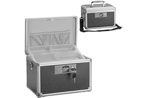 GODLONSEN Medication Locker 28.4 x 19.3 x 19.3 cm Medium Medication Locker Medication Lock with Key Storage Box Black