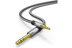FEDUS 5 Meter Gold-Plated 3.5mm TRS to 6.35mm Audio Cable 1/8 to 1/4 Mono P38 Stereo, Guitar to Aux Male Cord with Zinc Alloy Housing and Nylon Braid for Guitar, Laptop,Home Theater,Speaker,Amplifiers