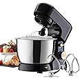 Cooks Professional Stand Mixer | 8 Speed 4.5L Mixing Bowl 1000W Electric Mixer | with Mixing Bowl, Splash Guard, Balloon Whisk, Beater & Dough Hook | Kitchen Cake & Dough Mixer | Black and Rose Gold