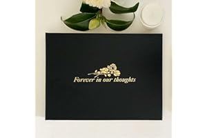 EXECUTIVE RETAIL Funeral Condolence Book | Forever In Our Thoughts | Black Hardback Cover | 96 Lined Inner Pages | Photo Insert | Pocket For Letters Storage | 218 x 160mm | Ideal For Funeral Memorial Services