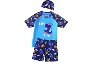 SWAUSWAUK Boys Swim Top & Trunks 2-10 Years - UV Protection Boys Swimming Costume UPF 50+
