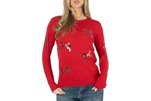 NOROZE Women’s Christmas Jumper – Sequin “Sparkle” Slogan with Bow Tie Design, Soft Knitted Festive Pullover Sweater, Novelty Xmas Jumper for Ladies UK