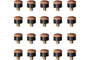 TCMCZ 20 Pcs Pool Cue Tips Hard Leather Screw-on Tips,Screw on Tips 10 mm Replacement Cue Tips for Pool Cues and Snooker,Screw on Tips 10 mm Cue Hard Tips for Pool Cues and Snooker(Brown)