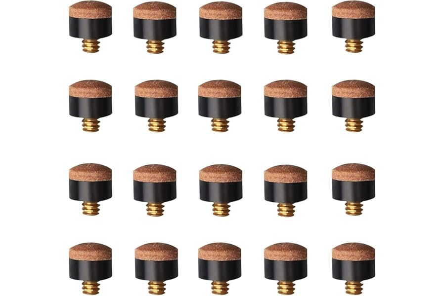 TCMCZ 20 Pcs Pool Cue Tips Hard Leather Screw-on Tips,Screw on Tips 10 mm Replacement Cue Tips for Pool Cues and Snooker,Screw on Tips 10 mm Cue Hard Tips for Pool Cues and Snooker(Brown)