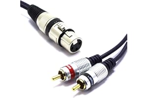 VITALCO Cavo XLR Femmina a 2x RCA 1,5m Adattatore 3 pin Femmina XLR a Doppio RCA Maschio Connettore per Microfono Duplicatore Audio