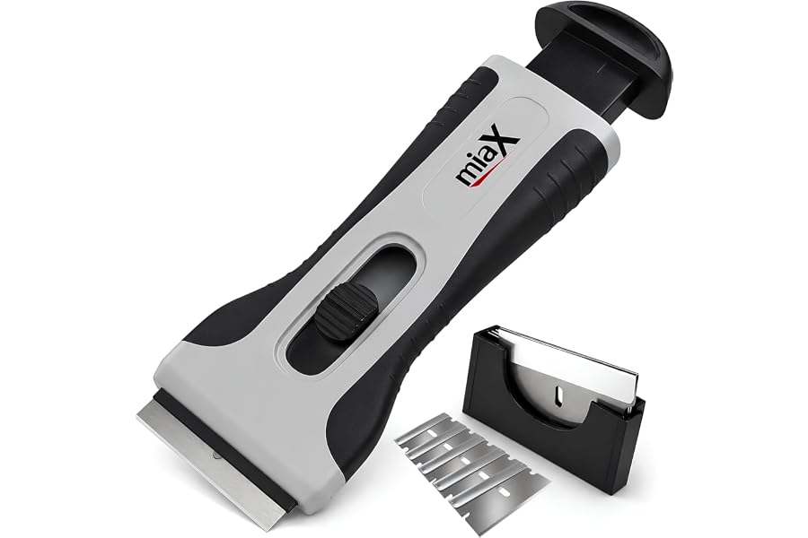 miaX Profi Kochfeldschaber mit Soft-Touch-Griff und Ersatzklingen | Glaskeramikschaber, Soft-Touch Griff, für Küche & Haushal