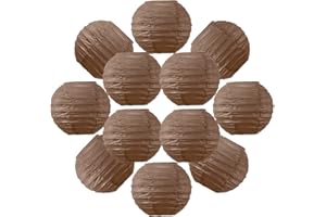 SKYLANTERN 12 farolillos de papel de 10 cm de chocolate, colgante de bola de papel de 10 cm (12 pulgadas), tipo linterna japonesa para decoración de boda, 12 piezas, el Must de la gama de lámparas de papel,