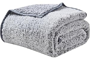 EMME Koc polarowy, miękki, sherpa, pluszowy, na kanapę, przytulny koc na łóżko, szary, 152 x 203 cm